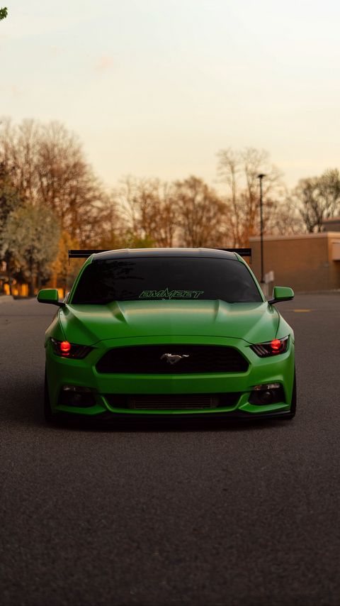 Download wallpaper 2160x3840 ford mustang, car, green, front view samsung galaxy s4, s5, note, sony xperia z, z1, z2, z3, htc one, lenovo vibe hd background