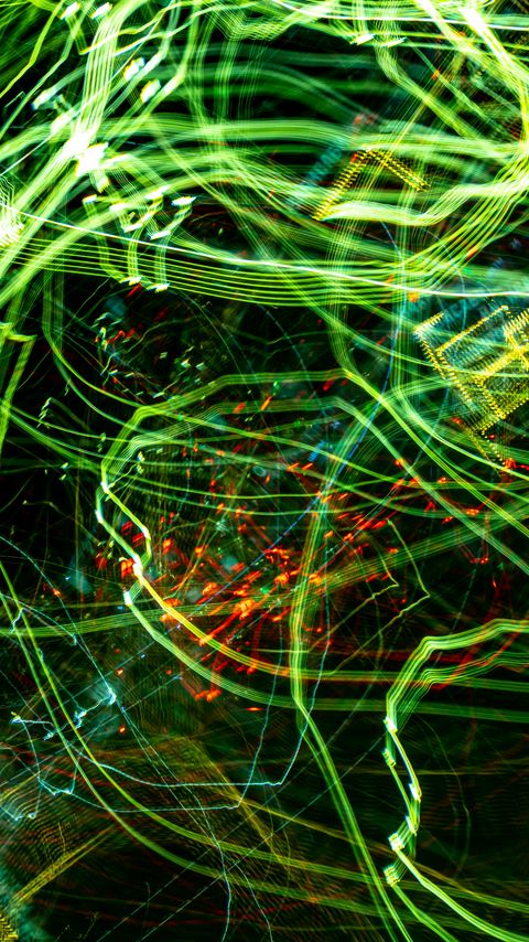 Download wallpaper 2160x3840 lines, neon, glow, green, abstraction samsung galaxy s4, s5, note, sony xperia z, z1, z2, z3, htc one, lenovo vibe hd background