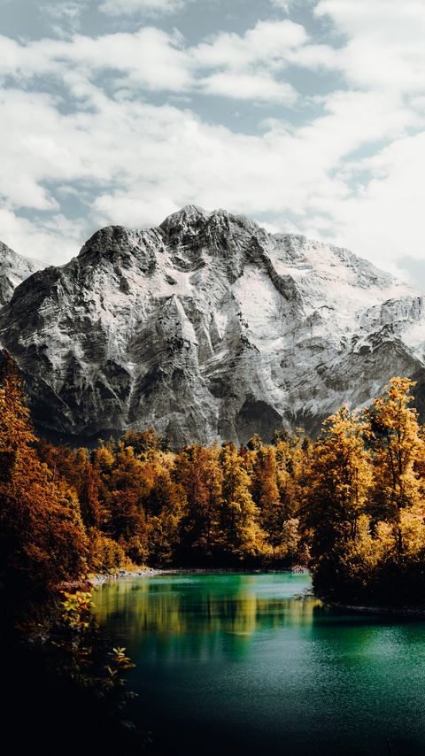 Download wallpaper 2160x3840 mountain, lake, trees, clouds, landscape samsung galaxy s4, s5, note, sony xperia z, z1, z2, z3, htc one, lenovo vibe hd background