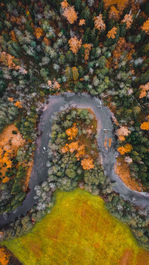 Download wallpaper 2160x3840 river, forest, aerial view, autumn samsung galaxy s4, s5, note, sony xperia z, z1, z2, z3, htc one, lenovo vibe hd background
