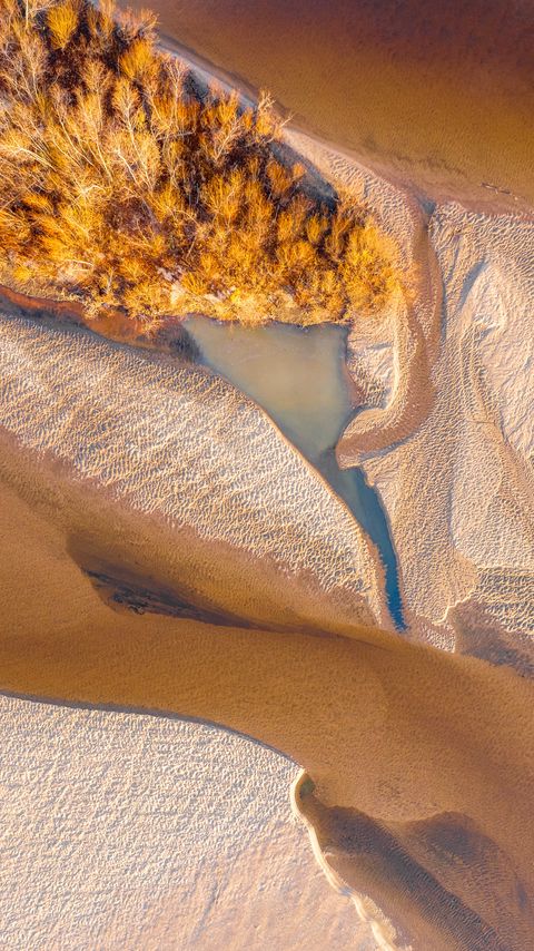 Download wallpaper 2160x3840 river, island, aerial view, water, sand, trees samsung galaxy s4, s5, note, sony xperia z, z1, z2, z3, htc one, lenovo vibe hd background