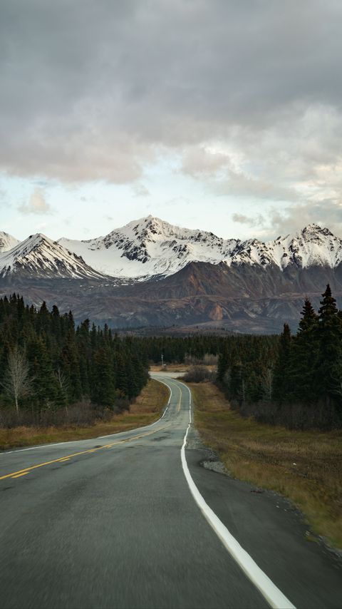 Download wallpaper 2160x3840 road, asphalt, mountains, forest, nature samsung galaxy s4, s5, note, sony xperia z, z1, z2, z3, htc one, lenovo vibe hd background
