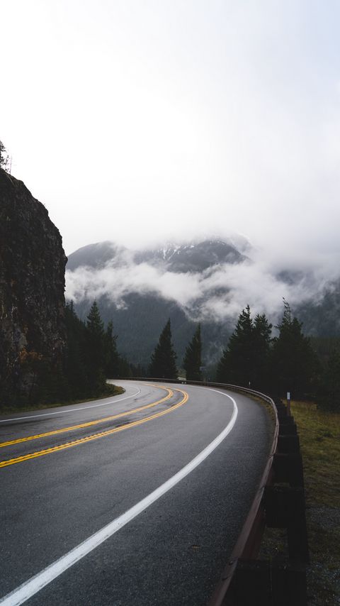 Download wallpaper 2160x3840 road, distance, marking, trees, clouds samsung galaxy s4, s5, note, sony xperia z, z1, z2, z3, htc one, lenovo vibe hd background