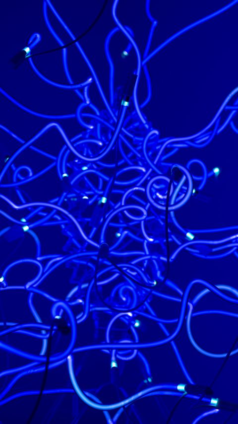 Download wallpaper 2160x3840 wires, lamp, neon, blue samsung galaxy s4, s5, note, sony xperia z, z1, z2, z3, htc one, lenovo vibe hd background