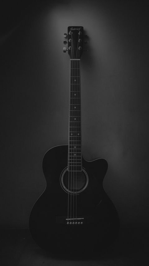 Download wallpaper 2160x3840 acoustic guitar, guitar, musical instrument, black, dark samsung galaxy s4, s5, note, sony xperia z, z1, z2, z3, htc one, lenovo vibe hd background