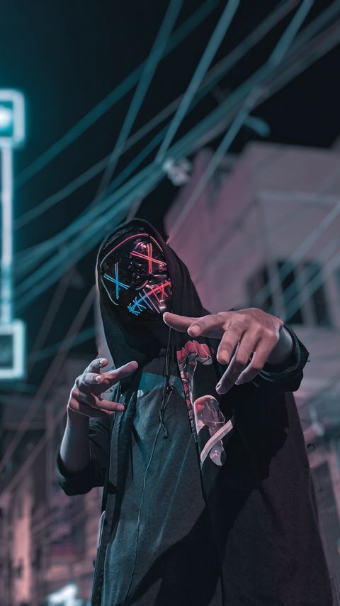 Download wallpaper 2160x3840 anonymous, mask, hood, gesture samsung galaxy s4, s5, note, sony xperia z, z1, z2, z3, htc one, lenovo vibe hd background