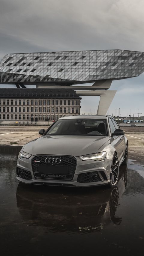 Download wallpaper 2160x3840 audi rs6, audi, car, gray, front view samsung galaxy s4, s5, note, sony xperia z, z1, z2, z3, htc one, lenovo vibe hd background