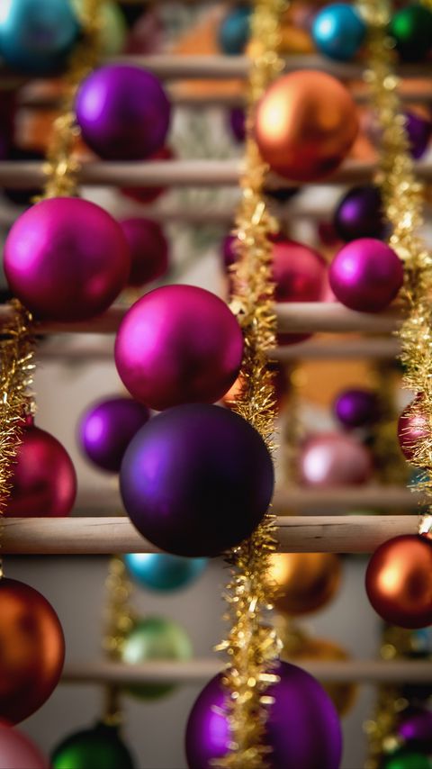 Download wallpaper 2160x3840 balls, tinsel, decorations, colorful, new year, christmas samsung galaxy s4, s5, note, sony xperia z, z1, z2, z3, htc one, lenovo vibe hd background