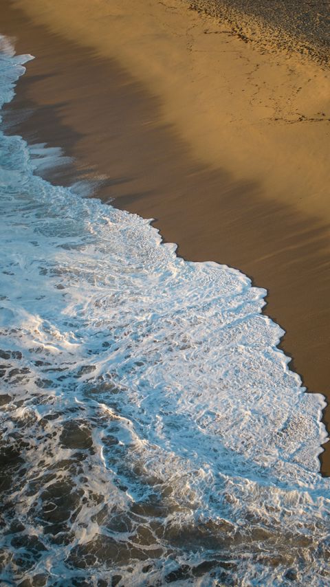 Download wallpaper 2160x3840 beach, shore, waves, water, sand samsung galaxy s4, s5, note, sony xperia z, z1, z2, z3, htc one, lenovo vibe hd background