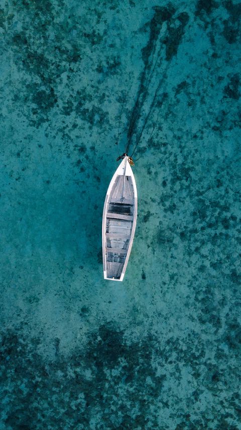 Download wallpaper 2160x3840 boat, water, aerial view, blue, transparent samsung galaxy s4, s5, note, sony xperia z, z1, z2, z3, htc one, lenovo vibe hd background
