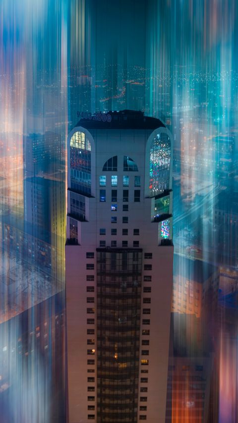 Download wallpaper 2160x3840 building, tower, architecture, blur, light samsung galaxy s4, s5, note, sony xperia z, z1, z2, z3, htc one, lenovo vibe hd background