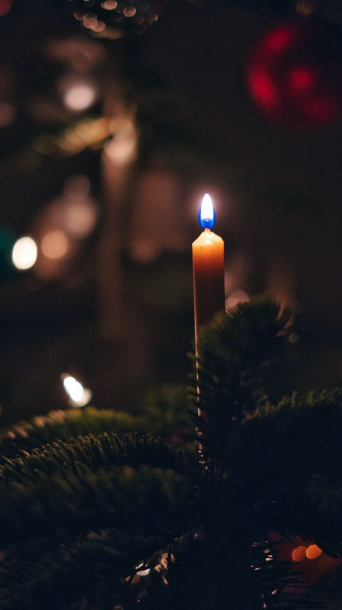 Download wallpaper 2160x3840 candle, fire, christmas tree, new year, christmas samsung galaxy s4, s5, note, sony xperia z, z1, z2, z3, htc one, lenovo vibe hd background