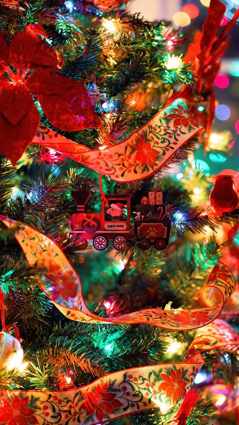Download wallpaper 2160x3840 christmas tree, decorations, garlands, toys, new year, christmas samsung galaxy s4, s5, note, sony xperia z, z1, z2, z3, htc one, lenovo vibe hd background