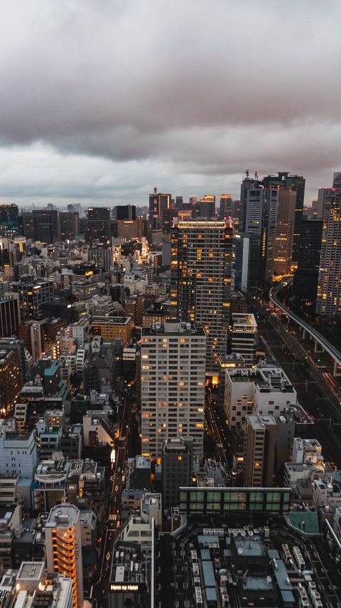 Download wallpaper 2160x3840 city, aerial view, buildings, metropolis, tokyo, japan samsung galaxy s4, s5, note, sony xperia z, z1, z2, z3, htc one, lenovo vibe hd background