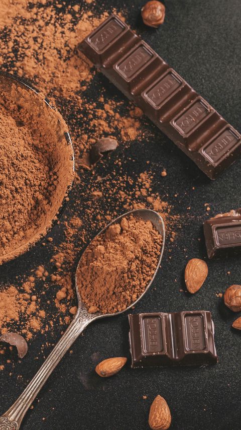 Download wallpaper 2160x3840 cocoa, chocolate, nuts, spoon, bowl samsung galaxy s4, s5, note, sony xperia z, z1, z2, z3, htc one, lenovo vibe hd background
