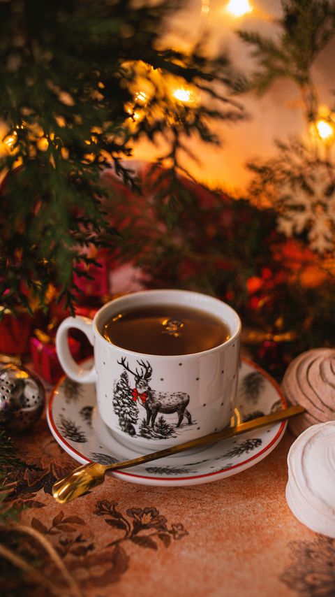 Download wallpaper 2160x3840 cup, tea, holiday, new year, christmas samsung galaxy s4, s5, note, sony xperia z, z1, z2, z3, htc one, lenovo vibe hd background