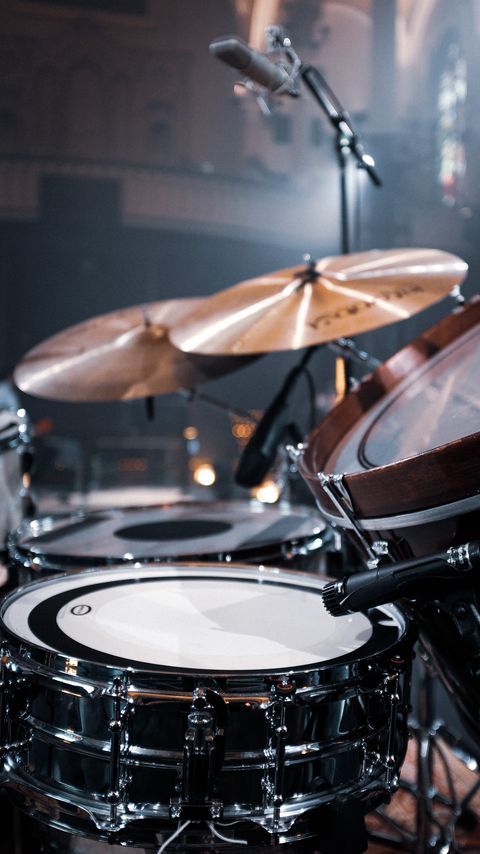Download wallpaper 2160x3840 drums, drum kit, musical instrument, microphones samsung galaxy s4, s5, note, sony xperia z, z1, z2, z3, htc one, lenovo vibe hd background