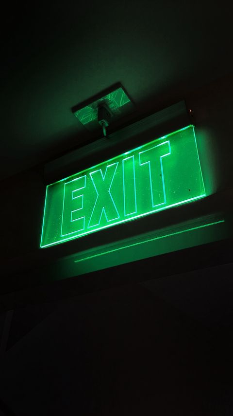 Download wallpaper 2160x3840 exit, sign, text, neon, green samsung galaxy s4, s5, note, sony xperia z, z1, z2, z3, htc one, lenovo vibe hd background