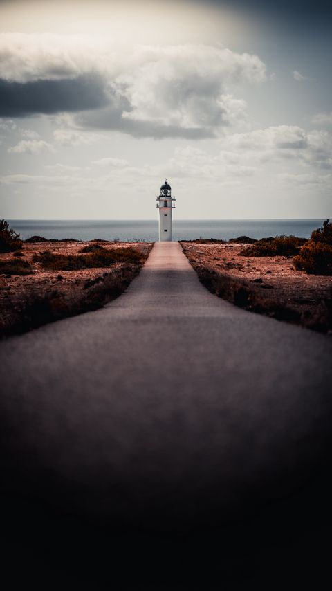 Download wallpaper 2160x3840 lighthouse, path, shore, sea, building samsung galaxy s4, s5, note, sony xperia z, z1, z2, z3, htc one, lenovo vibe hd background