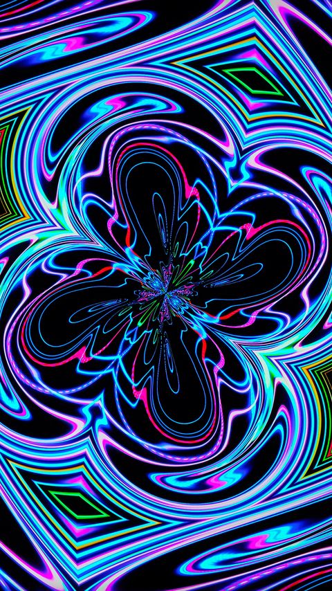 Download wallpaper 2160x3840 neon, fractal, waves, pattern, abstraction samsung galaxy s4, s5, note, sony xperia z, z1, z2, z3, htc one, lenovo vibe hd background