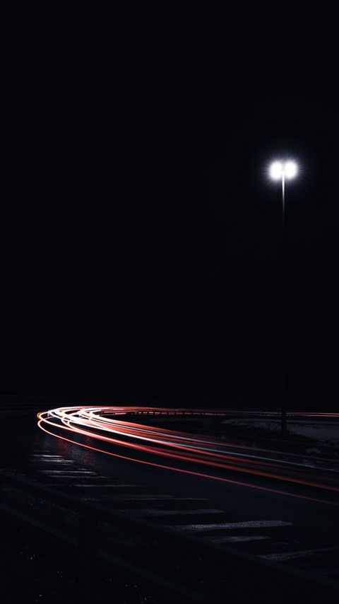 Download wallpaper 2160x3840 road, turn, lights, long exposure, night, darkness samsung galaxy s4, s5, note, sony xperia z, z1, z2, z3, htc one, lenovo vibe hd background