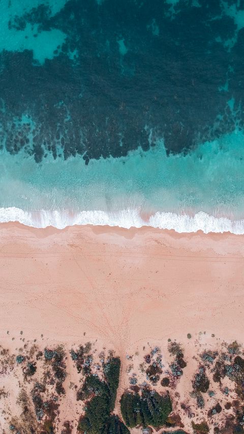 Download wallpaper 2160x3840 sea, beach, aerial view, shore, water, sand samsung galaxy s4, s5, note, sony xperia z, z1, z2, z3, htc one, lenovo vibe hd background
