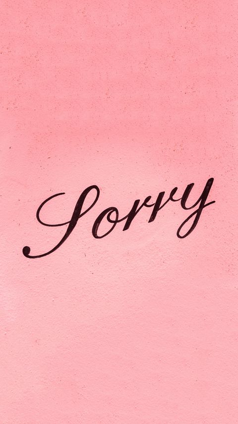 Download wallpaper 2160x3840 sorry, word, inscription, text, lettering, pink samsung galaxy s4, s5, note, sony xperia z, z1, z2, z3, htc one, lenovo vibe hd background