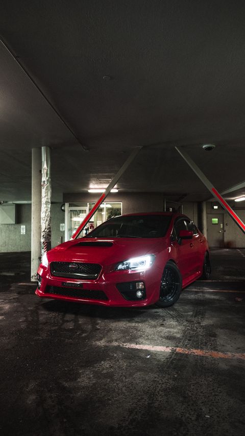 Download wallpaper 2160x3840 subaru, car, red, front view, parking samsung galaxy s4, s5, note, sony xperia z, z1, z2, z3, htc one, lenovo vibe hd background