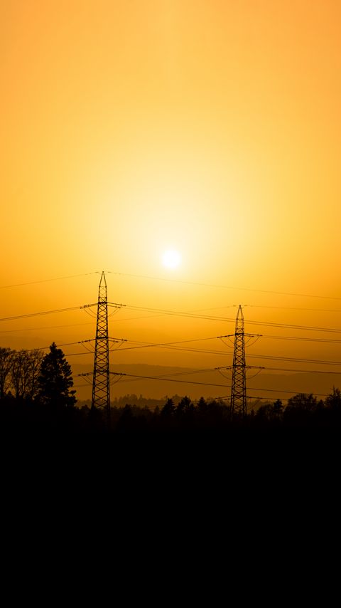 Download wallpaper 2160x3840 sunset, poles, wires, trees, outlines, dusk samsung galaxy s4, s5, note, sony xperia z, z1, z2, z3, htc one, lenovo vibe hd background
