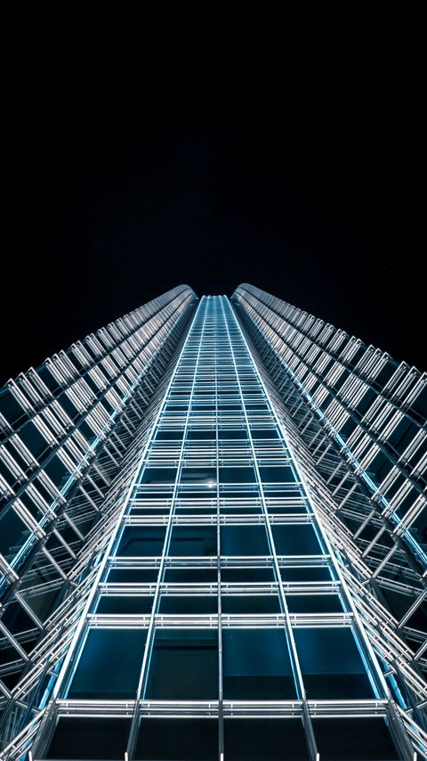 Download wallpaper 2160x3840 tower, building, architecture, night, backlight, minimalism samsung galaxy s4, s5, note, sony xperia z, z1, z2, z3, htc one, lenovo vibe hd background
