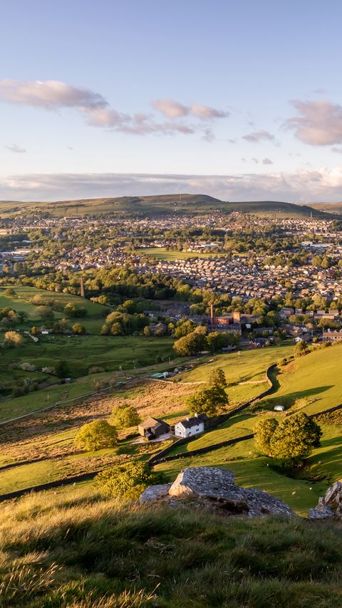 Download wallpaper 2160x3840 village, aerial view, houses, valley, hills samsung galaxy s4, s5, note, sony xperia z, z1, z2, z3, htc one, lenovo vibe hd background