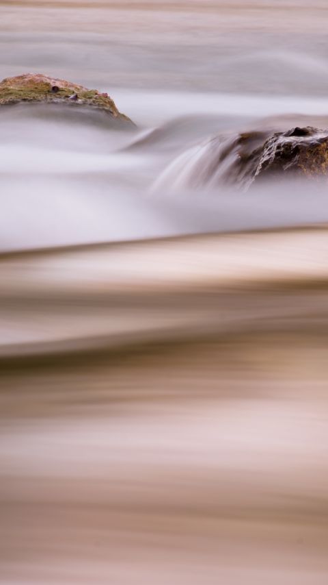 Download wallpaper 2160x3840 waves, stones, water, long exposure, blur samsung galaxy s4, s5, note, sony xperia z, z1, z2, z3, htc one, lenovo vibe hd background