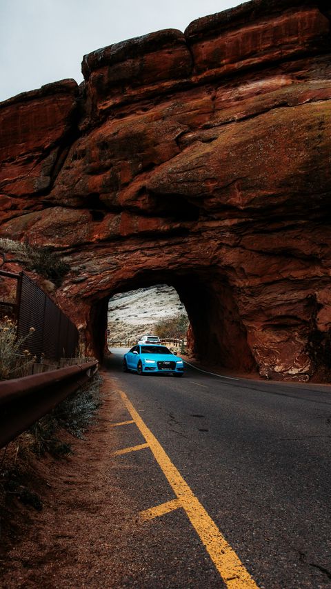 Download wallpaper 2160x3840 audi, car, blue, road, tunnel samsung galaxy s4, s5, note, sony xperia z, z1, z2, z3, htc one, lenovo vibe hd background