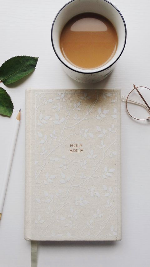 Download wallpaper 2160x3840 bible, book, cup, coffee, glasses, pencil samsung galaxy s4, s5, note, sony xperia z, z1, z2, z3, htc one, lenovo vibe hd background