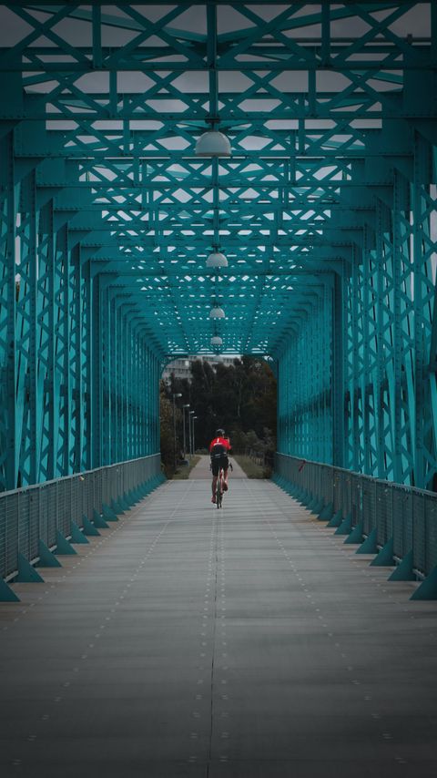 Download wallpaper 2160x3840 bicycle, cyclist, bridge, tunnel samsung galaxy s4, s5, note, sony xperia z, z1, z2, z3, htc one, lenovo vibe hd background