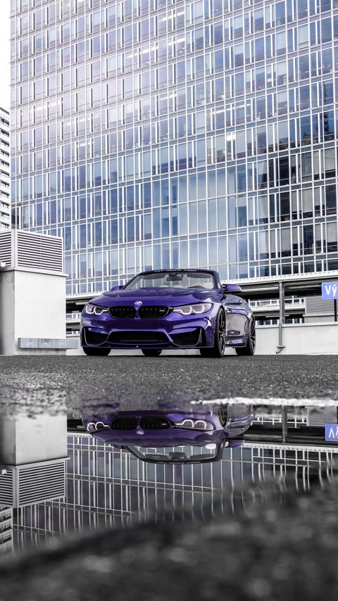 Download wallpaper 2160x3840 bmw m4, bmw, car, convertible, purple, parking samsung galaxy s4, s5, note, sony xperia z, z1, z2, z3, htc one, lenovo vibe hd background