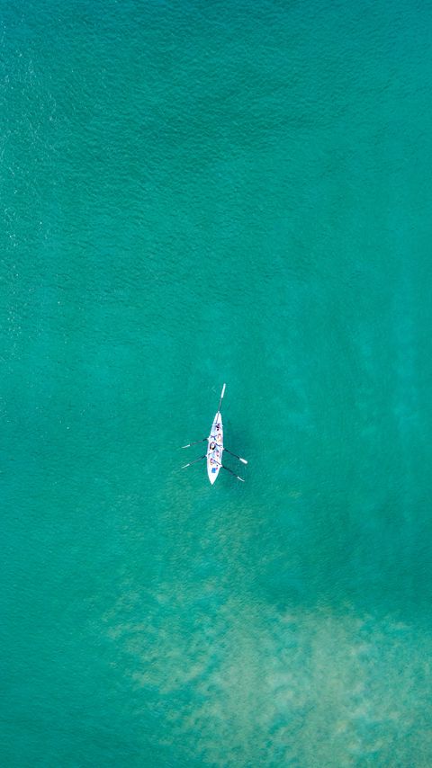 Download wallpaper 2160x3840 boat, sea, water, aerial view, minimalism samsung galaxy s4, s5, note, sony xperia z, z1, z2, z3, htc one, lenovo vibe hd background