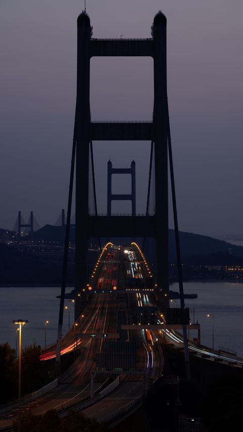 Download wallpaper 2160x3840 bridge, road, night, lights, long exposure, dark samsung galaxy s4, s5, note, sony xperia z, z1, z2, z3, htc one, lenovo vibe hd background