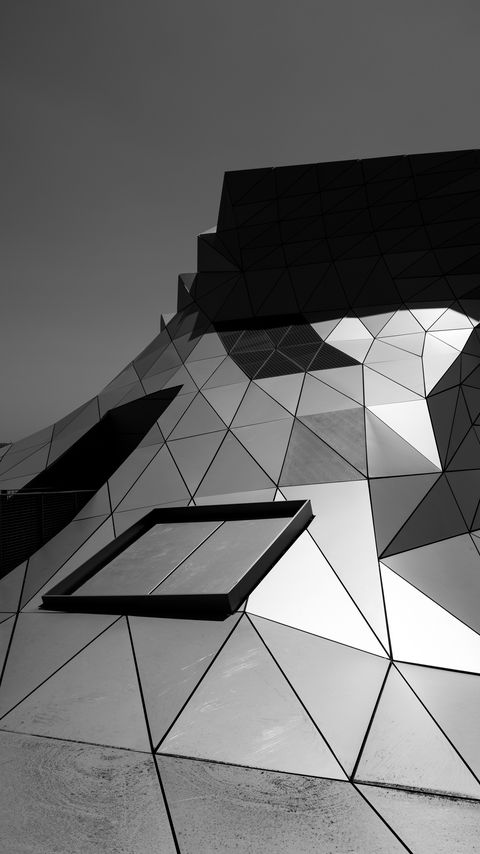 Download wallpaper 2160x3840 building, architecture, facade, metal, black and white samsung galaxy s4, s5, note, sony xperia z, z1, z2, z3, htc one, lenovo vibe hd background