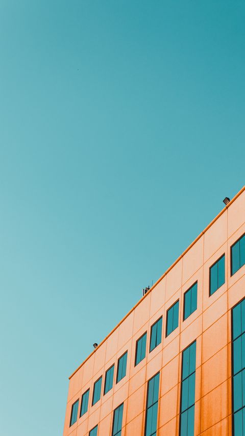 Download wallpaper 2160x3840 building, architecture, sky, minimalism, orange samsung galaxy s4, s5, note, sony xperia z, z1, z2, z3, htc one, lenovo vibe hd background