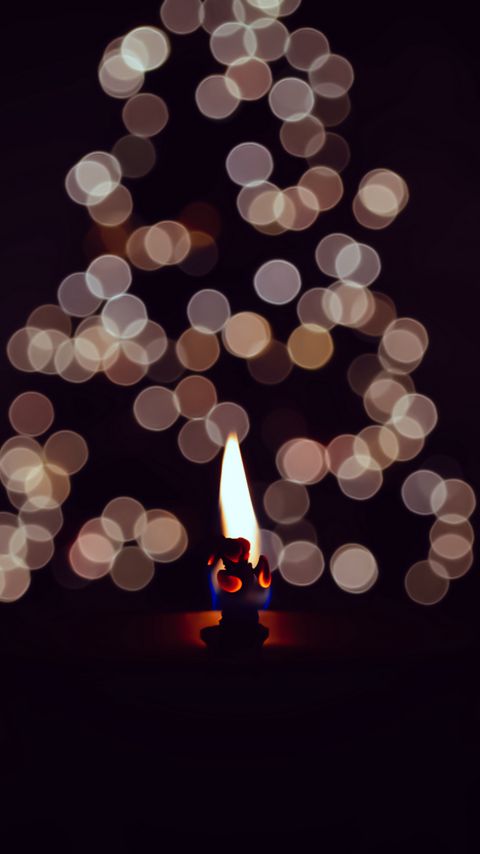 Download wallpaper 2160x3840 candle, fire, darkness, glare, bokeh samsung galaxy s4, s5, note, sony xperia z, z1, z2, z3, htc one, lenovo vibe hd background