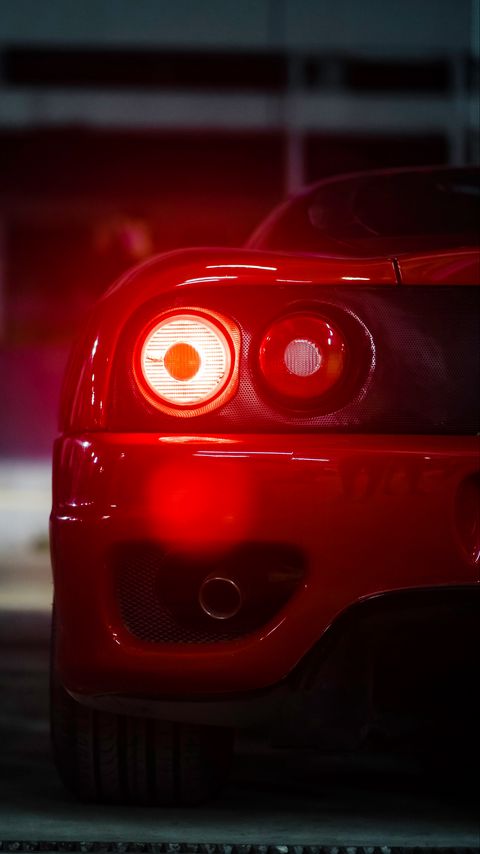 Download wallpaper 2160x3840 car, sports car, red, tailights, light, back view samsung galaxy s4, s5, note, sony xperia z, z1, z2, z3, htc one, lenovo vibe hd background