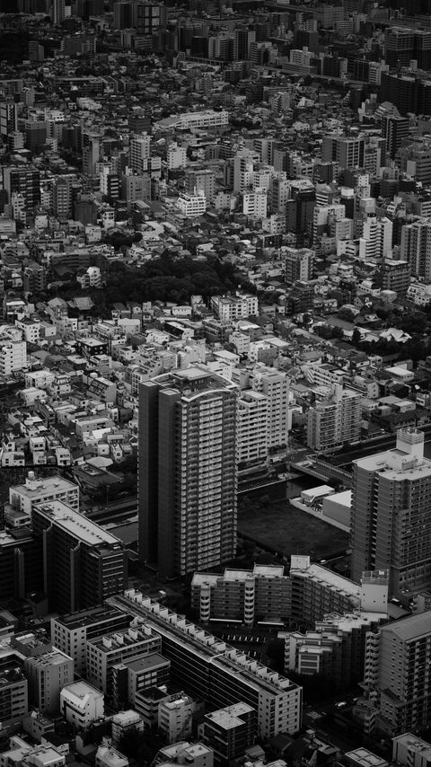 Download wallpaper 2160x3840 city, buildings, aerial view, architecture, black and white samsung galaxy s4, s5, note, sony xperia z, z1, z2, z3, htc one, lenovo vibe hd background