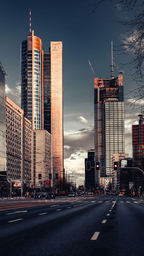 Download wallpaper 2160x3840 city, buildings, road, markings, street samsung galaxy s4, s5, note, sony xperia z, z1, z2, z3, htc one, lenovo vibe hd background