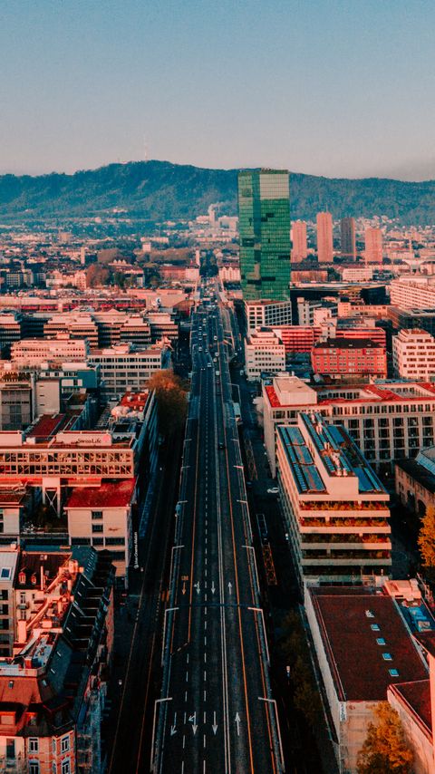 Download wallpaper 2160x3840 city, buildings, road, cityscape, aerial view samsung galaxy s4, s5, note, sony xperia z, z1, z2, z3, htc one, lenovo vibe hd background