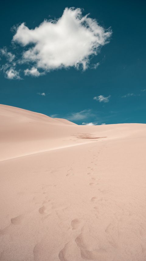 Download wallpaper 2160x3840 desert, sand, footprints, cloud samsung galaxy s4, s5, note, sony xperia z, z1, z2, z3, htc one, lenovo vibe hd background