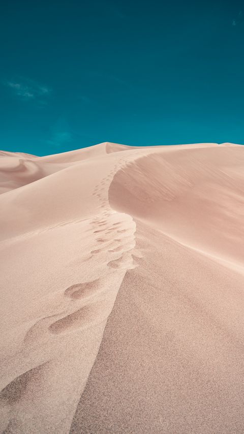 Download wallpaper 2160x3840 desert, sand, hill, footprints samsung galaxy s4, s5, note, sony xperia z, z1, z2, z3, htc one, lenovo vibe hd background