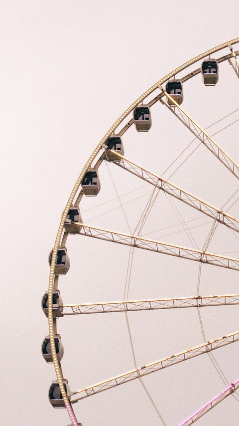 Download wallpaper 2160x3840 ferris wheel, attraction, construction, pink, aesthetics samsung galaxy s4, s5, note, sony xperia z, z1, z2, z3, htc one, lenovo vibe hd background