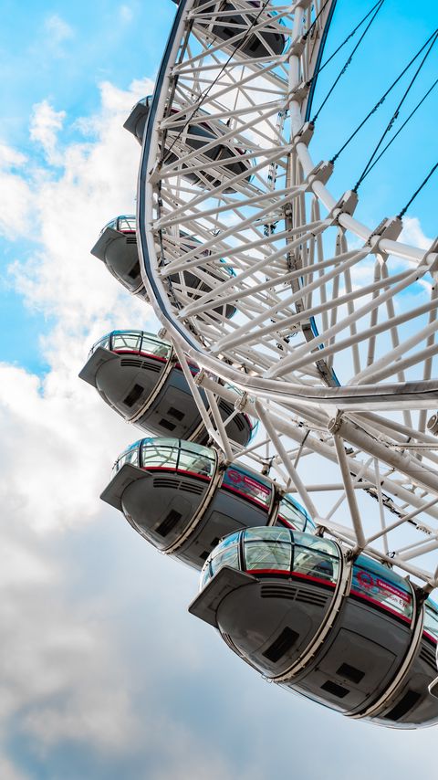 Download wallpaper 2160x3840 ferris wheel, attraction, structure, sky, clouds samsung galaxy s4, s5, note, sony xperia z, z1, z2, z3, htc one, lenovo vibe hd background