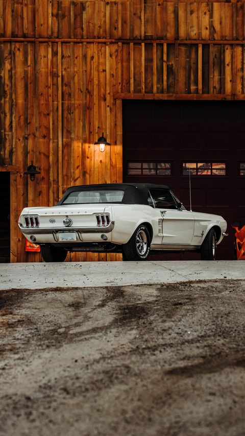 Download wallpaper 2160x3840 ford mustang, mustang, car, white, parking, back view samsung galaxy s4, s5, note, sony xperia z, z1, z2, z3, htc one, lenovo vibe hd background